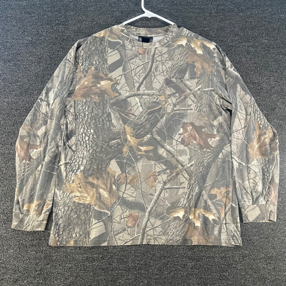 Winchester Long Sleeve Shirt Mens M Brown Camo Good Realtree Hardwoods Pocket